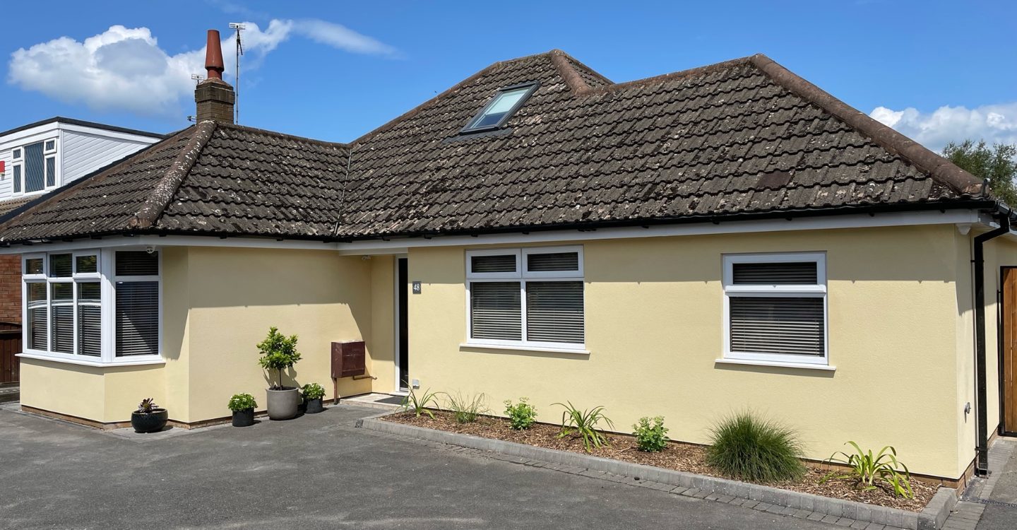 Completed silicone rendered bungalow in Pembrokeshire